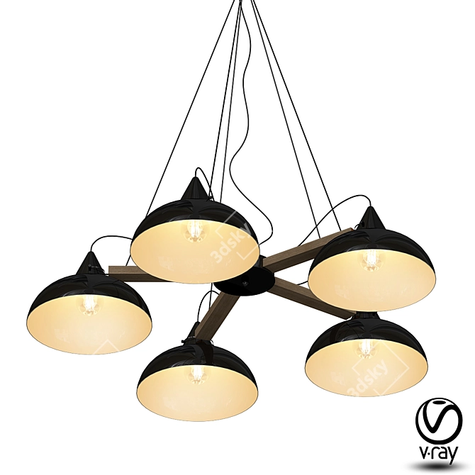 Sleek Black Loft Pendant 3D model image 1