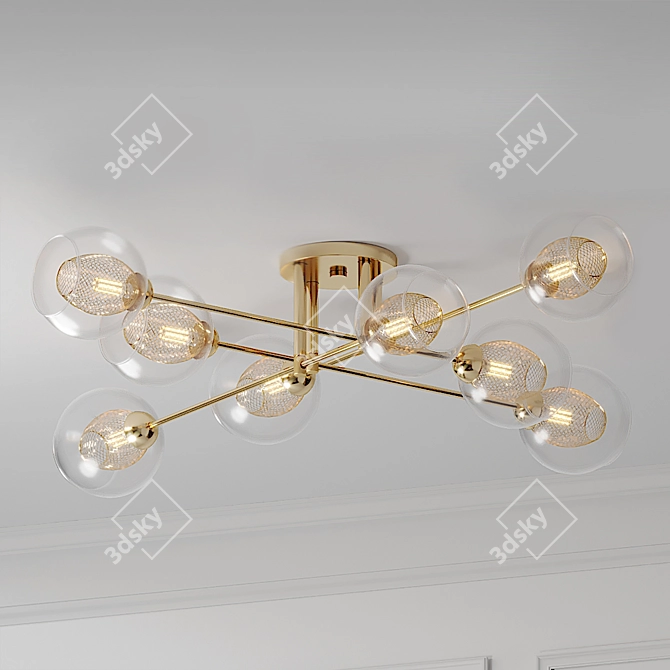 Golden Glow Radial Glass Pendant 3D model image 1