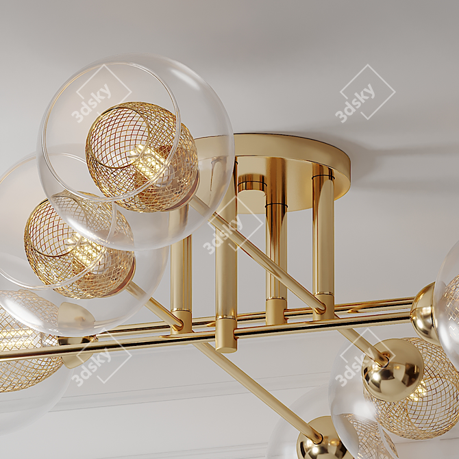 Golden Glow Radial Glass Pendant 3D model image 2