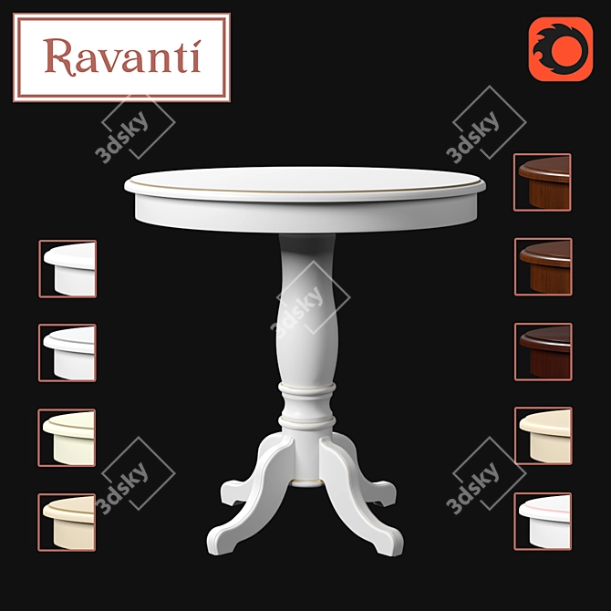 Ravanti Coffee Table in White Enamel with Gold Patina - No. 20/1 3D model image 1