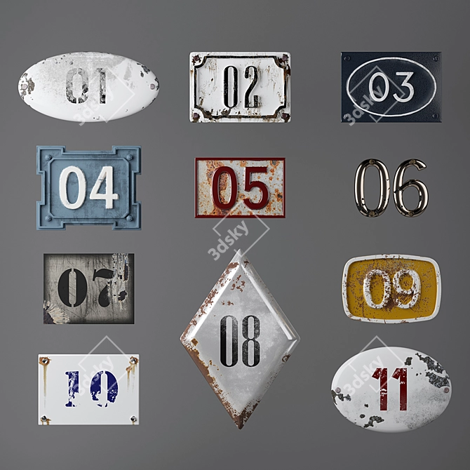 Vintage House Numbers 3D model image 1