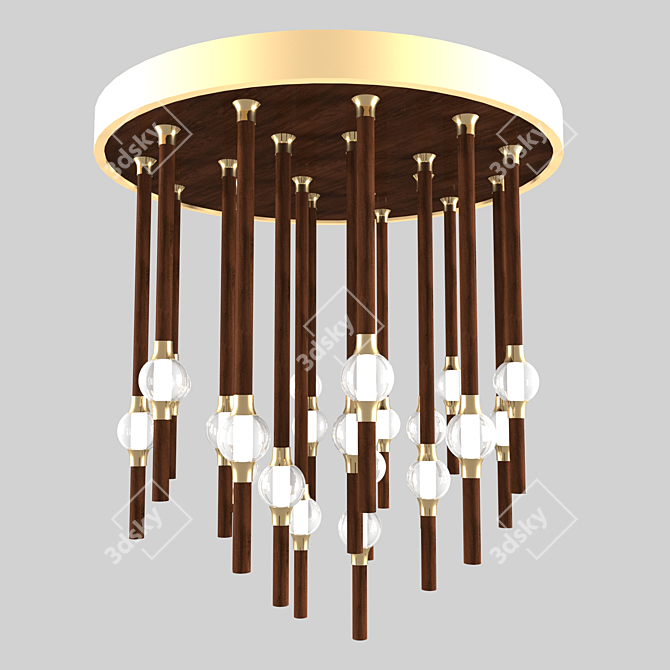 Natural Wood Pendant Lamp 3D model image 1