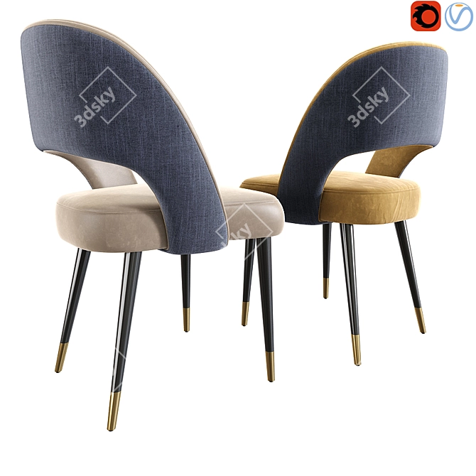 Elegant Cline Dining Chair 3D model image 2