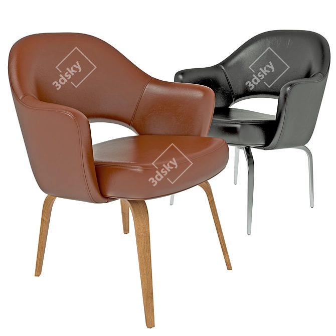 Elegant Saarinen Leather Chair 3D model image 1