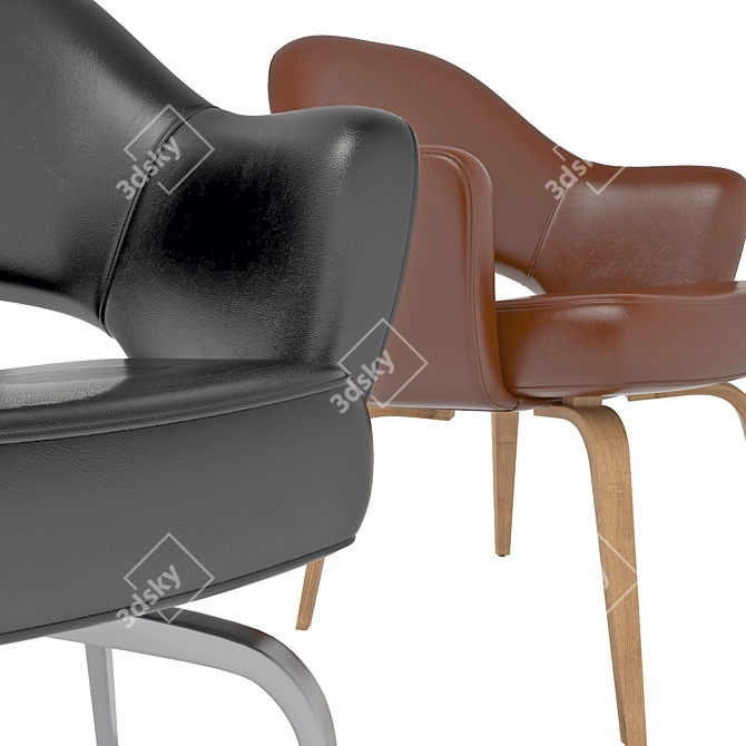 Elegant Saarinen Leather Chair 3D model image 2