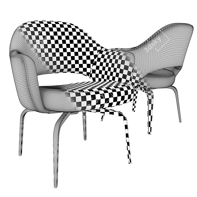 Elegant Saarinen Leather Chair 3D model image 3