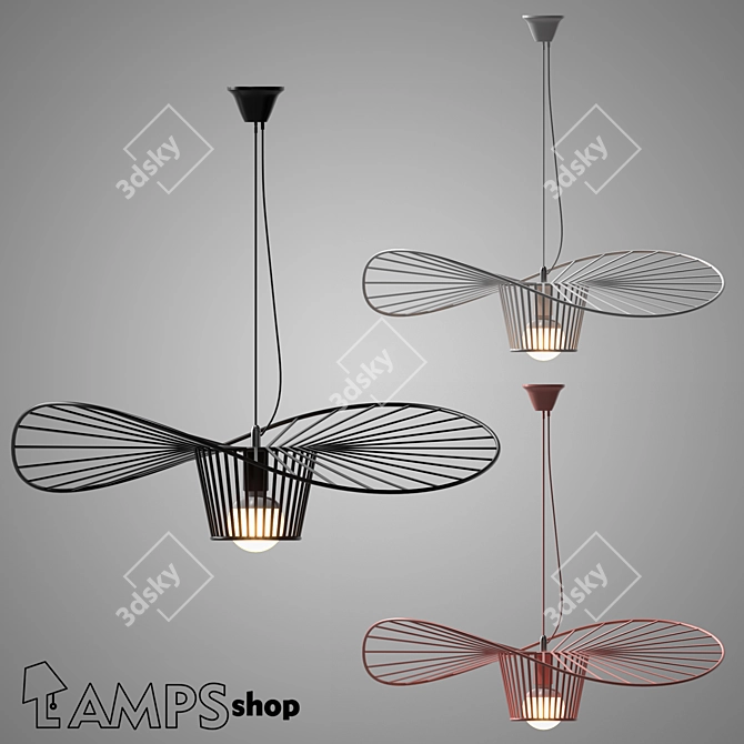 Rustic Rattan Chandelier 3D model image 1