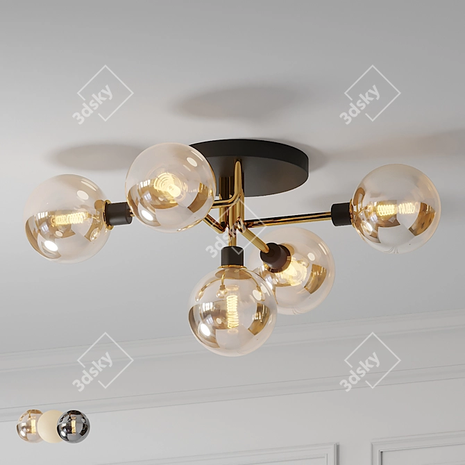 Mid Century Sputnik Ceiling Light 3D model image 1