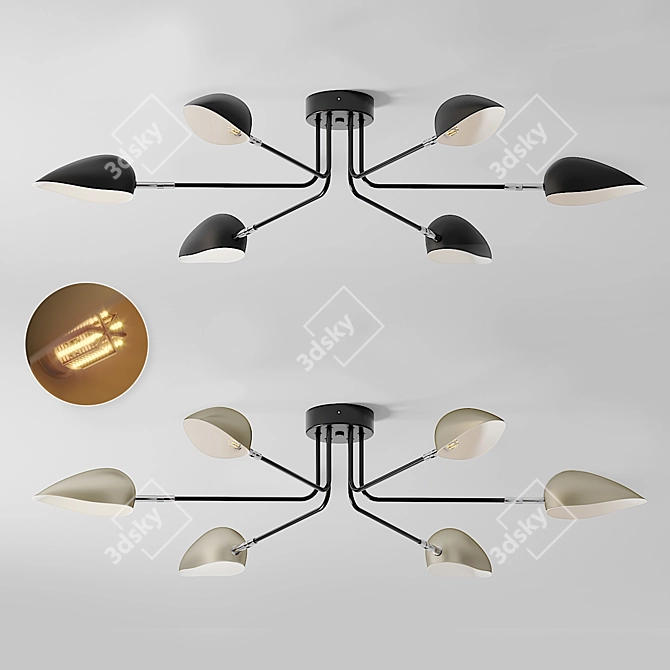 Title: Industrial Modern Ceiling Lamp 3D model image 1