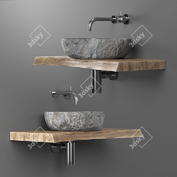 Luxury Stone Countertop Basin 3D model image 2