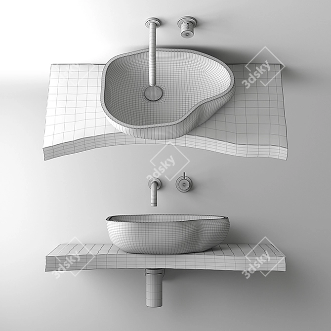 Luxury Stone Countertop Basin 3D model image 3