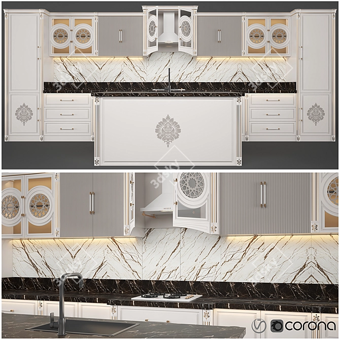 Modern Kitchen Design: 3DMax & Vray 3D model image 1