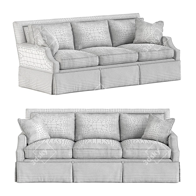 Elegant Paige Kick Pleat Sofa 3D model image 3