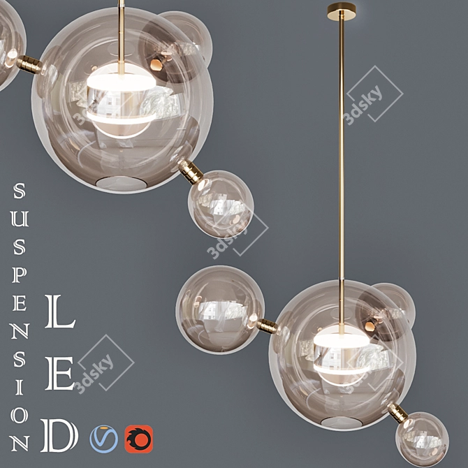 Modern LED Bubble Suspension Lamp 3D model image 1