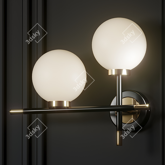 Title: Globe Glass 2-Light Bedside Sconce 3D model image 3