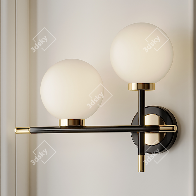 Title: Globe Glass 2-Light Bedside Sconce 3D model image 2