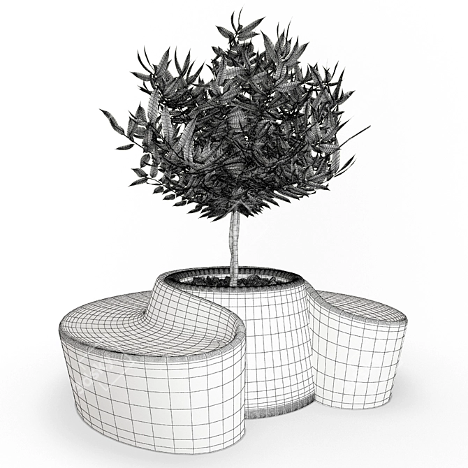 Sleek White Pot with Perch 3D model image 2