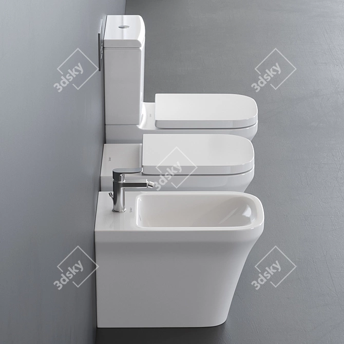 Duravit P3 Comforts WC - Elegant Close Coupled Ceramic Toilet 3D model image 2