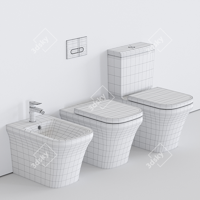 Duravit P3 Comforts WC - Elegant Close Coupled Ceramic Toilet 3D model image 3