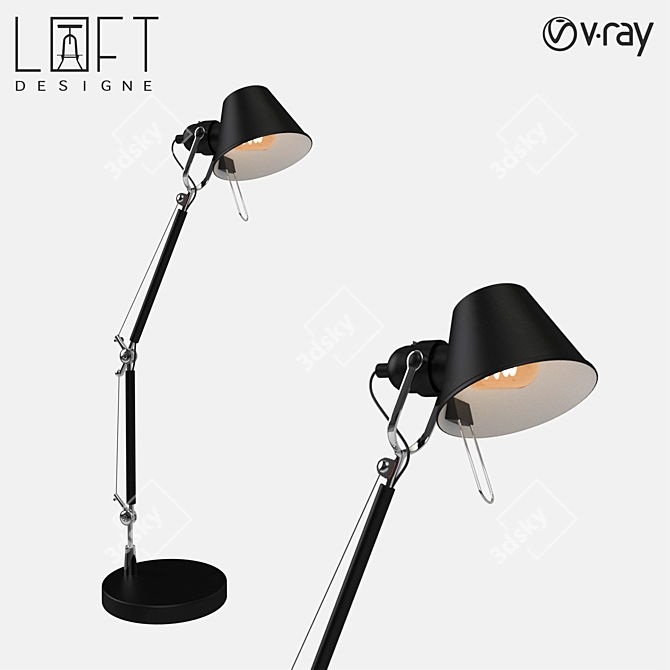 Modern Metal Table Lamp 3D model image 1