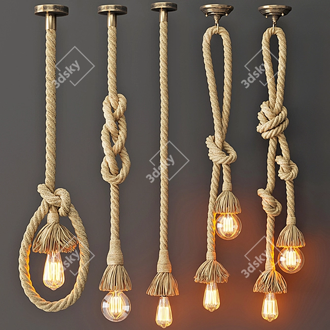 Industrial Style Rope Pendant Lamp 3D model image 1