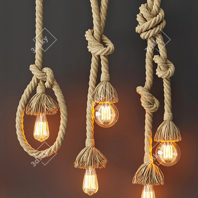 Industrial Style Rope Pendant Lamp 3D model image 5