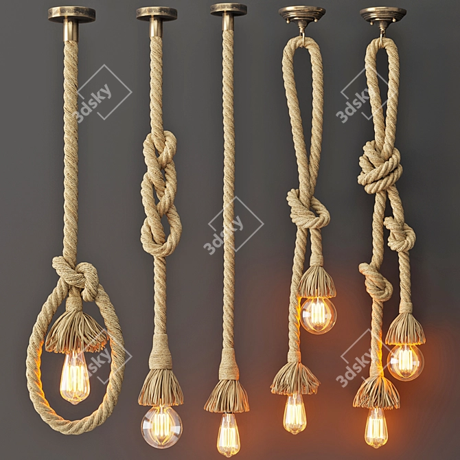 Industrial Style Rope Pendant Lamp 3D model image 7