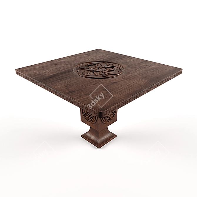 Vintage Wooden Table 3D model image 1