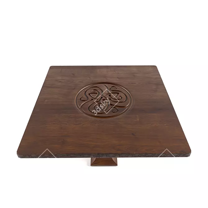 Vintage Wooden Table 3D model image 2