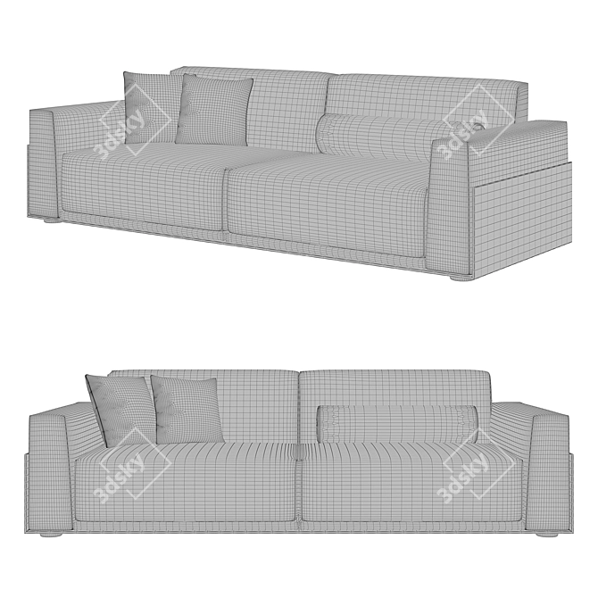 Modern Stylish 3-Seater Sofa 3D model image 2