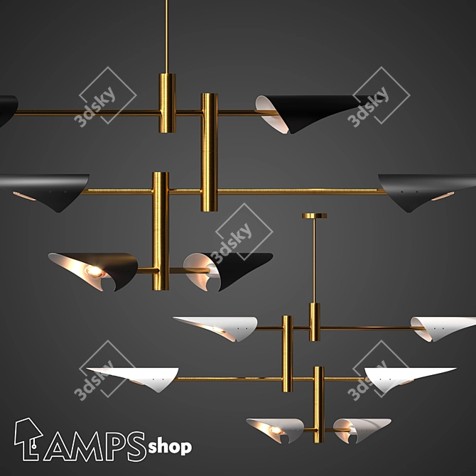 Elegant Crystal Pendant Chandelier 3D model image 1