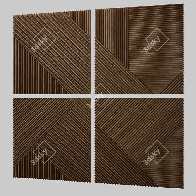 Elegant Wood Milled Wall Panels 3D model image 2
