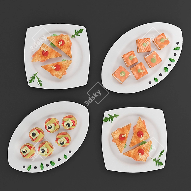 Elegant Canapes Set for Entertaining 3D model image 2