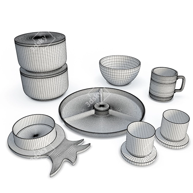 Nordic Chic Tableware Set 3D model image 2