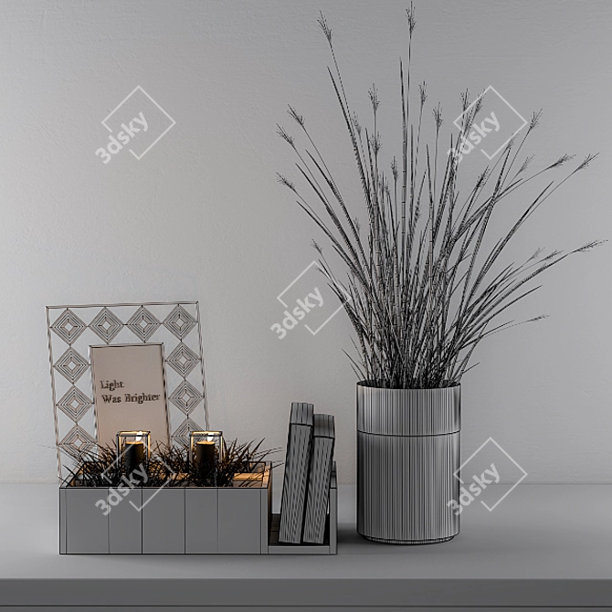 Elegant Black & Gold Wheat Table 3D model image 3