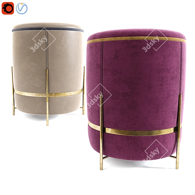 Elegant Melange Stool 3D model image 1