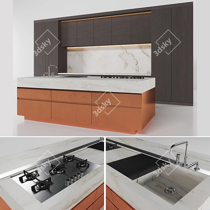 Modern Kitchen 2: V-Ray Rendered 3D Model 3D model image 1