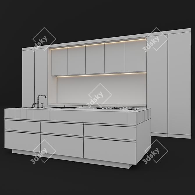 Modern Kitchen 2: V-Ray Rendered 3D Model 3D model image 2