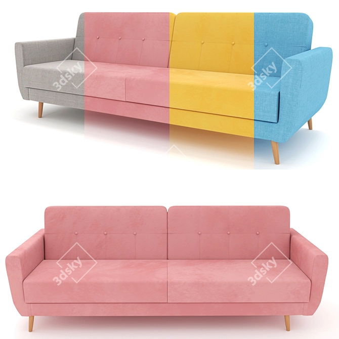 Modern Velvet Sofa: Lightsea 3D model image 1