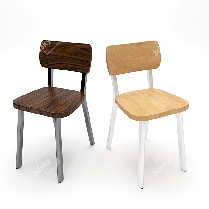 Timeless Elegance: Deja-vu Wooden Chair 3D model image 1