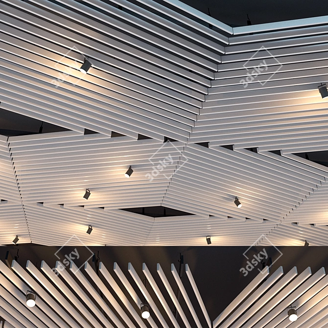 Suspended Grid Ceiling with Adjustable Lighting 3D model image 1