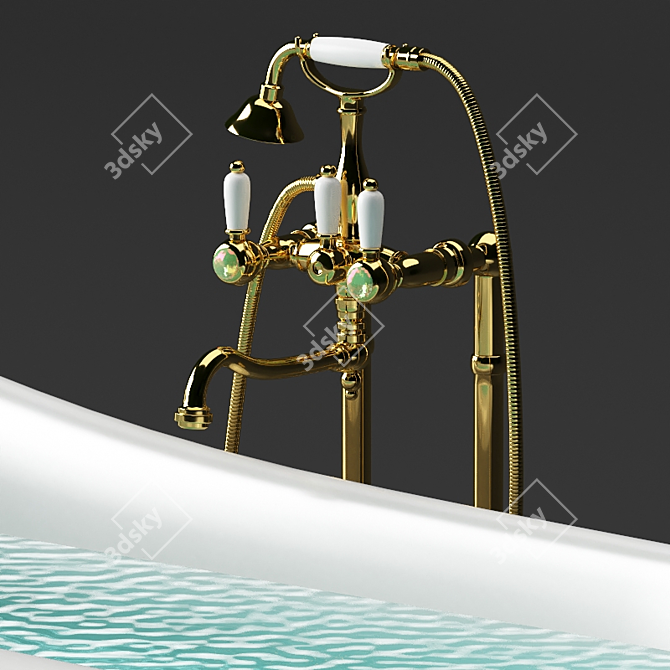 Luxury Acrylic Bathtub Set 3D model image 2