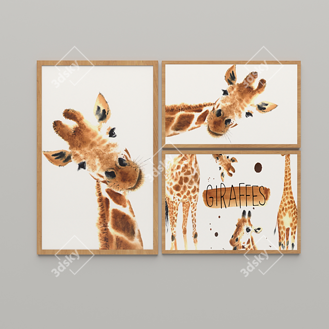 Title: Giraffes in Nature: Striking Posters 3D model image 1