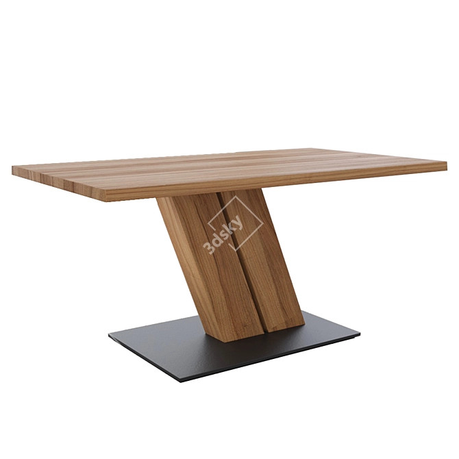 Elegant Oak Table with Metal Stand 3D model image 1