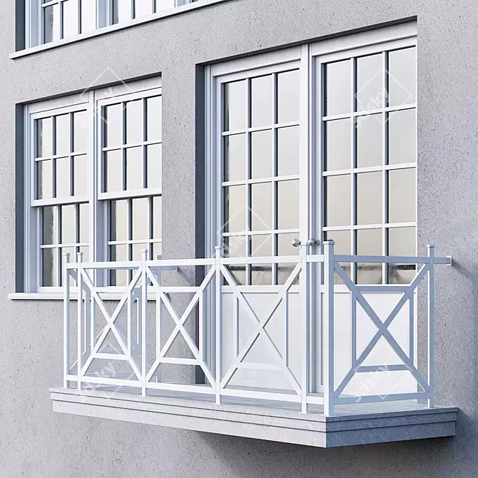 Sleek White Window Collection 3D model image 2