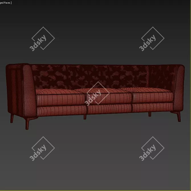 Elegant Walter Leather Sofa 3D model image 3