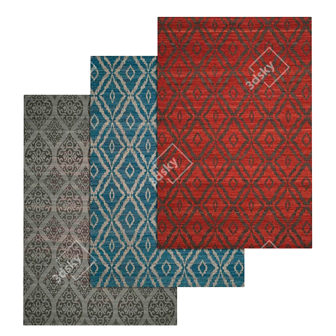 Versatile 3-Piece Carpet Set 3D model image 1