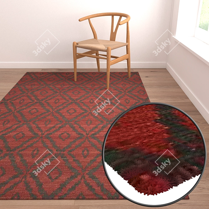 Versatile 3-Piece Carpet Set 3D model image 2