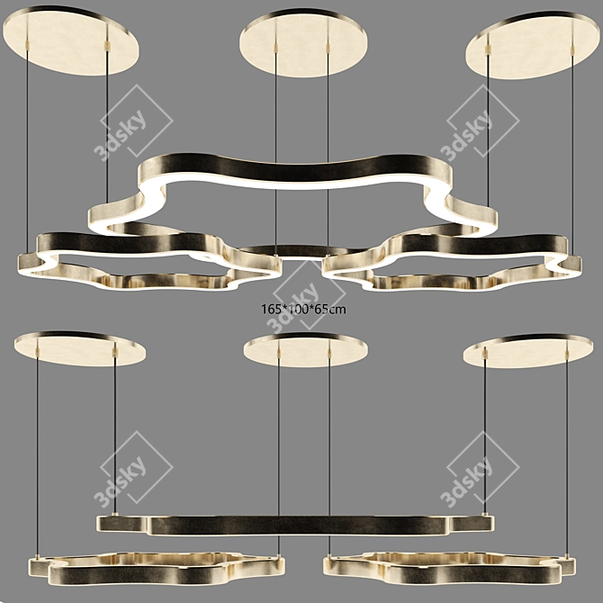 Sleek Curve Ceiling Light 3D model image 2