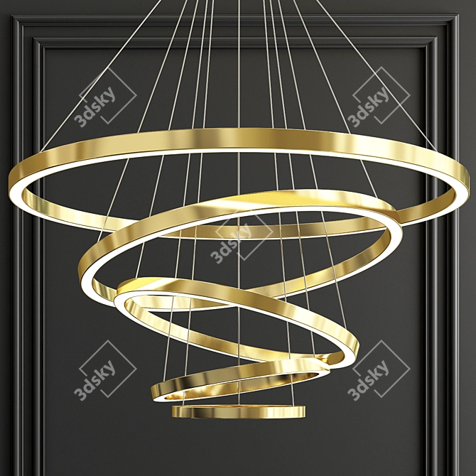 Dazzling Acrylic Rings LED Chandelier 3D model image 1